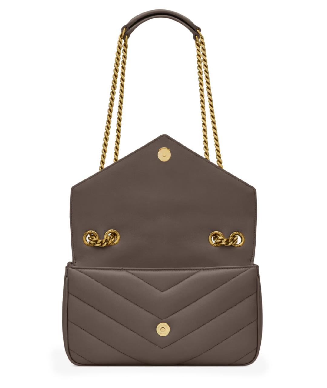 SAINT LAURENT Бежевая кожаная сумка через плечо, фото 4