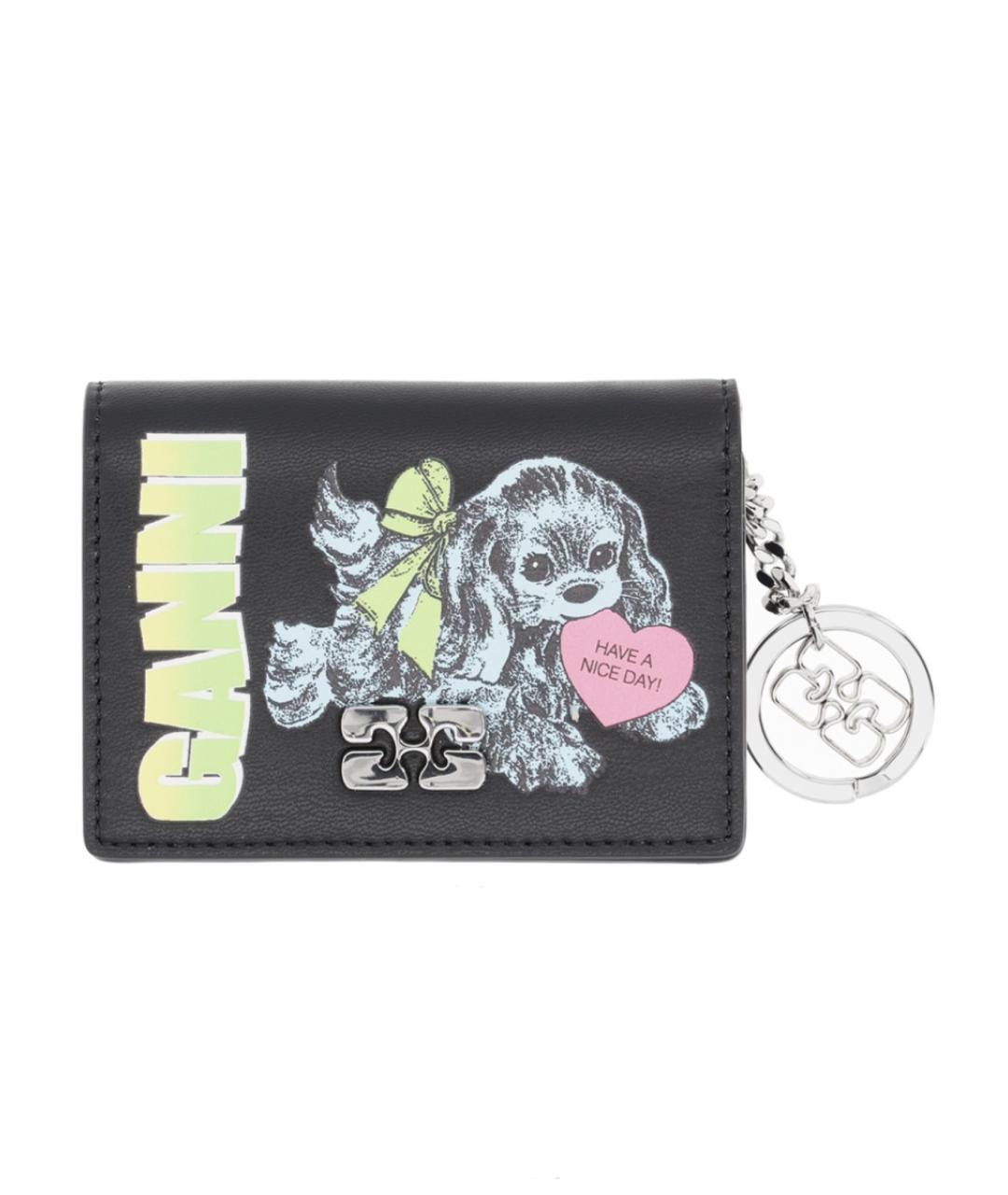 GANNI Черный кожаный кардхолдер, фото 1