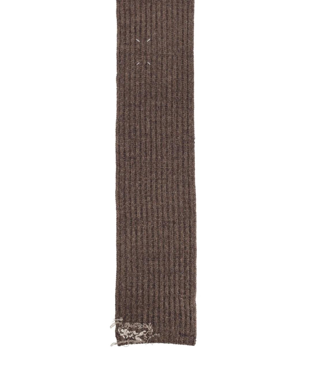 MAISON MARGIELA Коричневый шерстяной шарф, фото 2