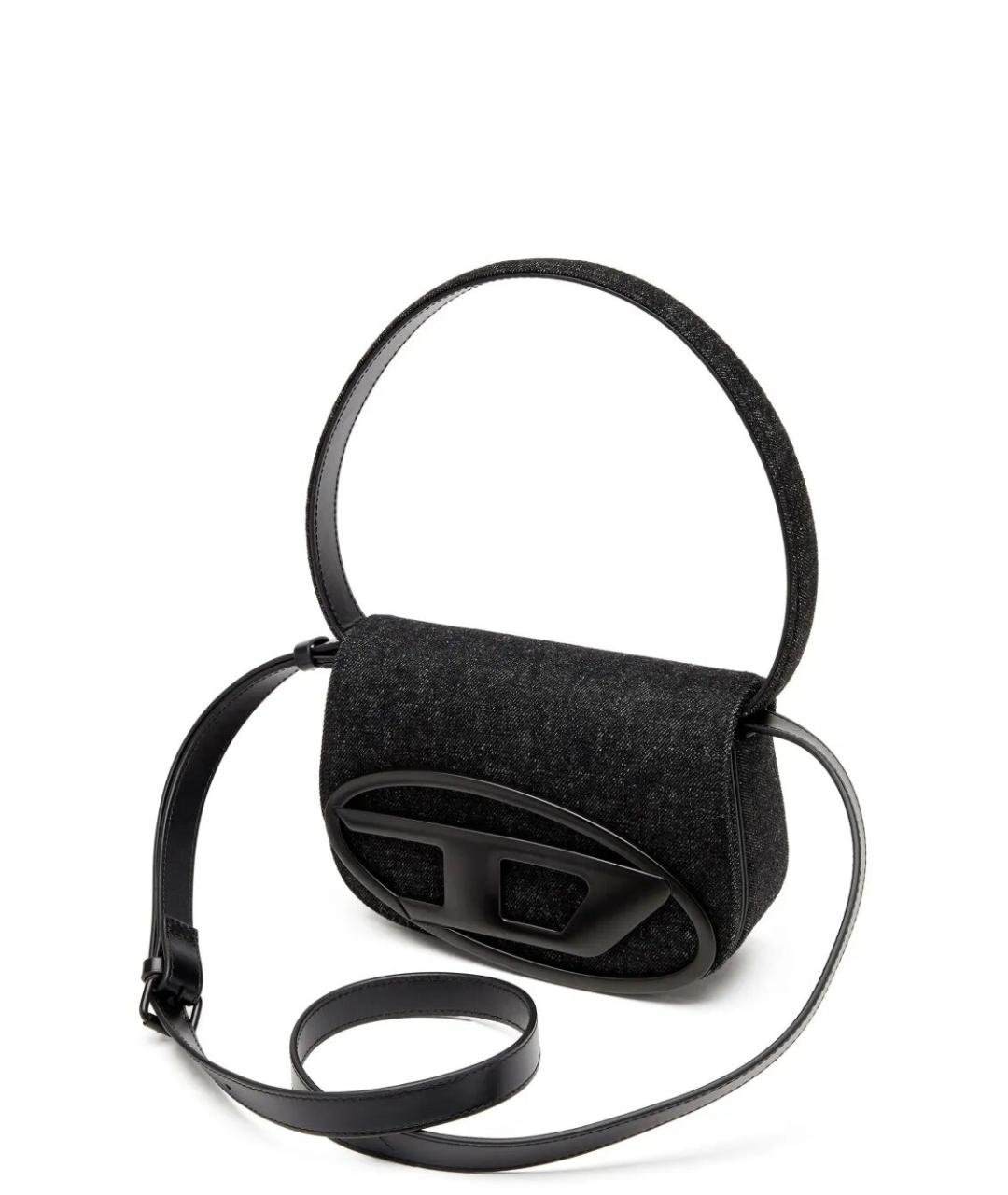 DIESEL Черная кожаная сумка с короткими ручками, фото 2