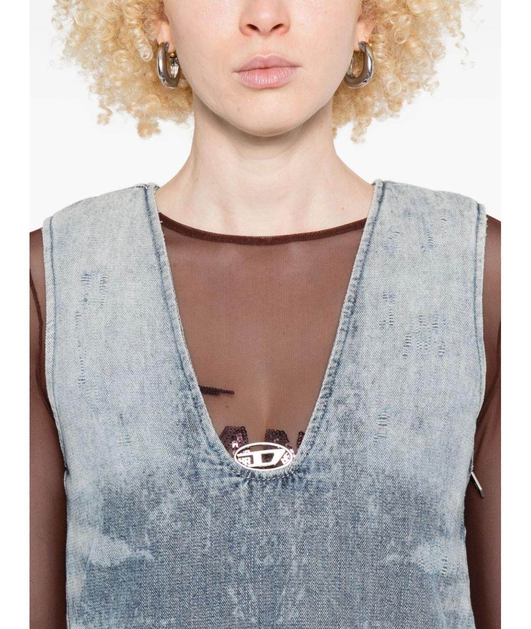 DIESEL Синее хлопковое повседневное платье, фото 4