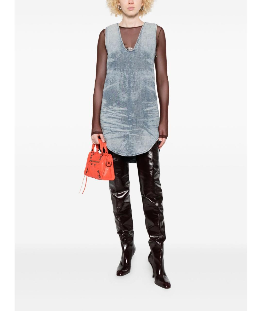 DIESEL Синее хлопковое повседневное платье, фото 3