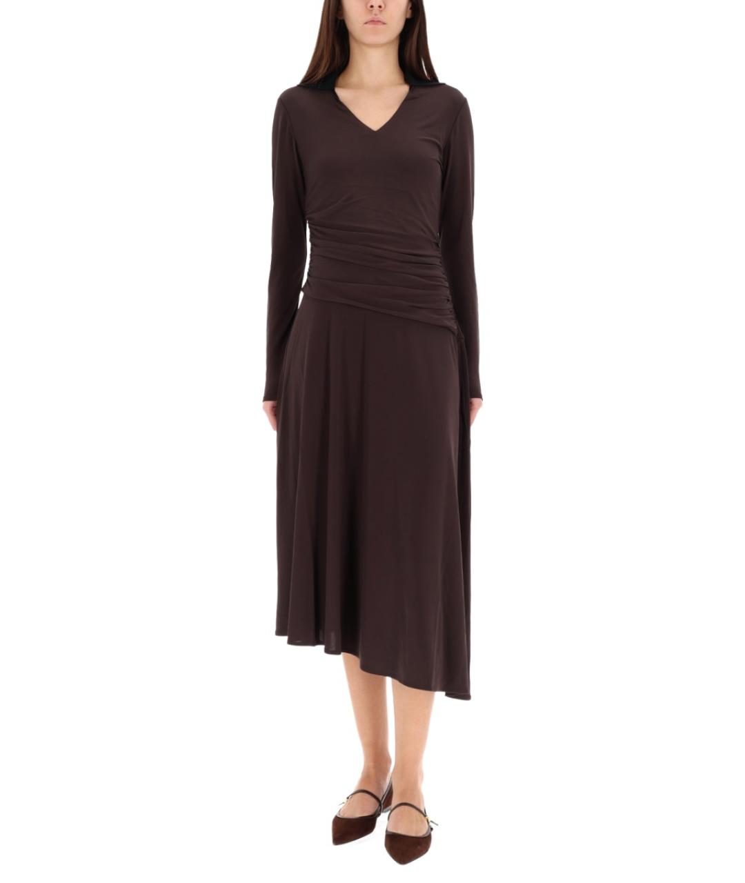 TORY BURCH Коричневое вискозное повседневное платье, фото 3