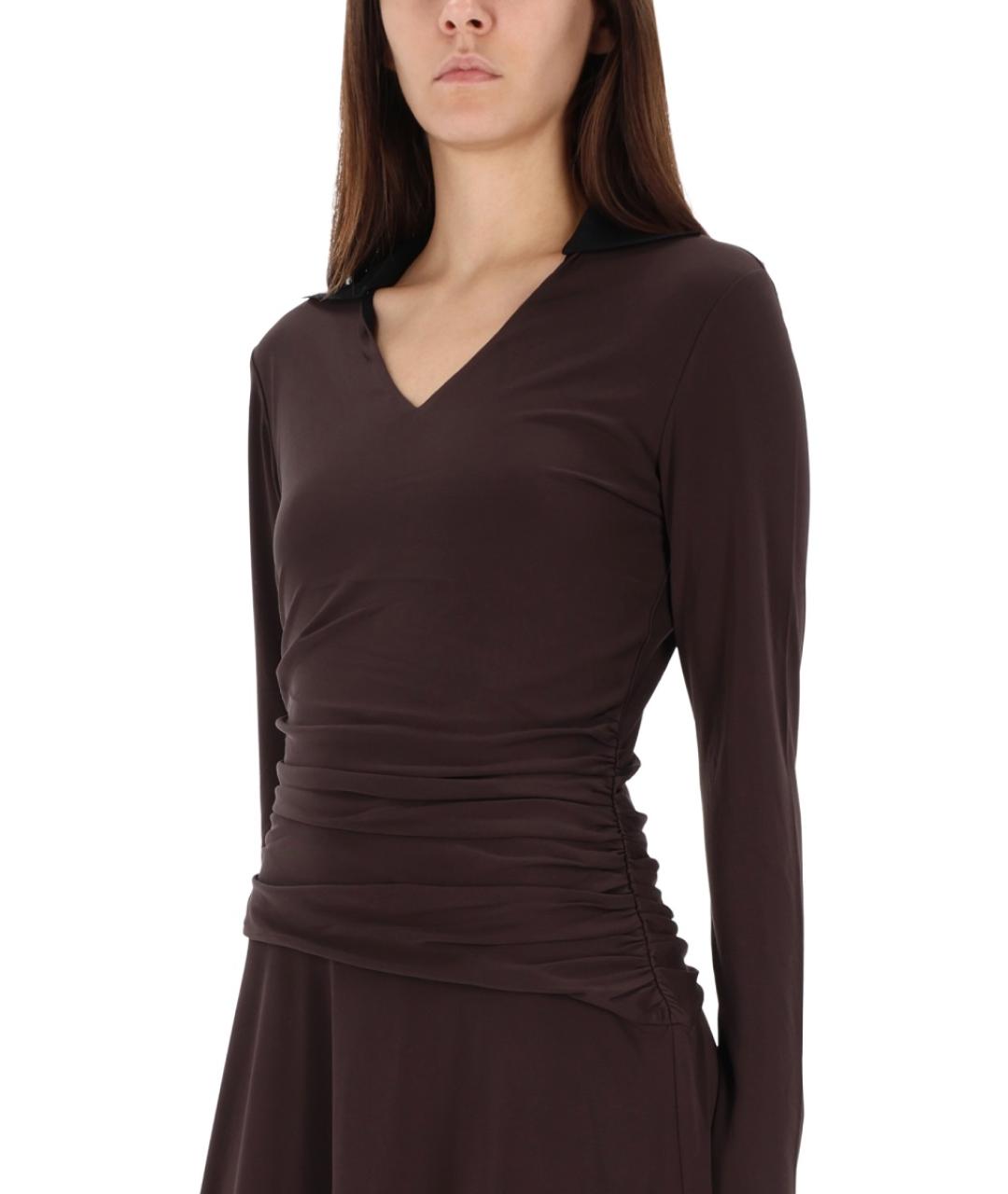 TORY BURCH Коричневое вискозное повседневное платье, фото 5