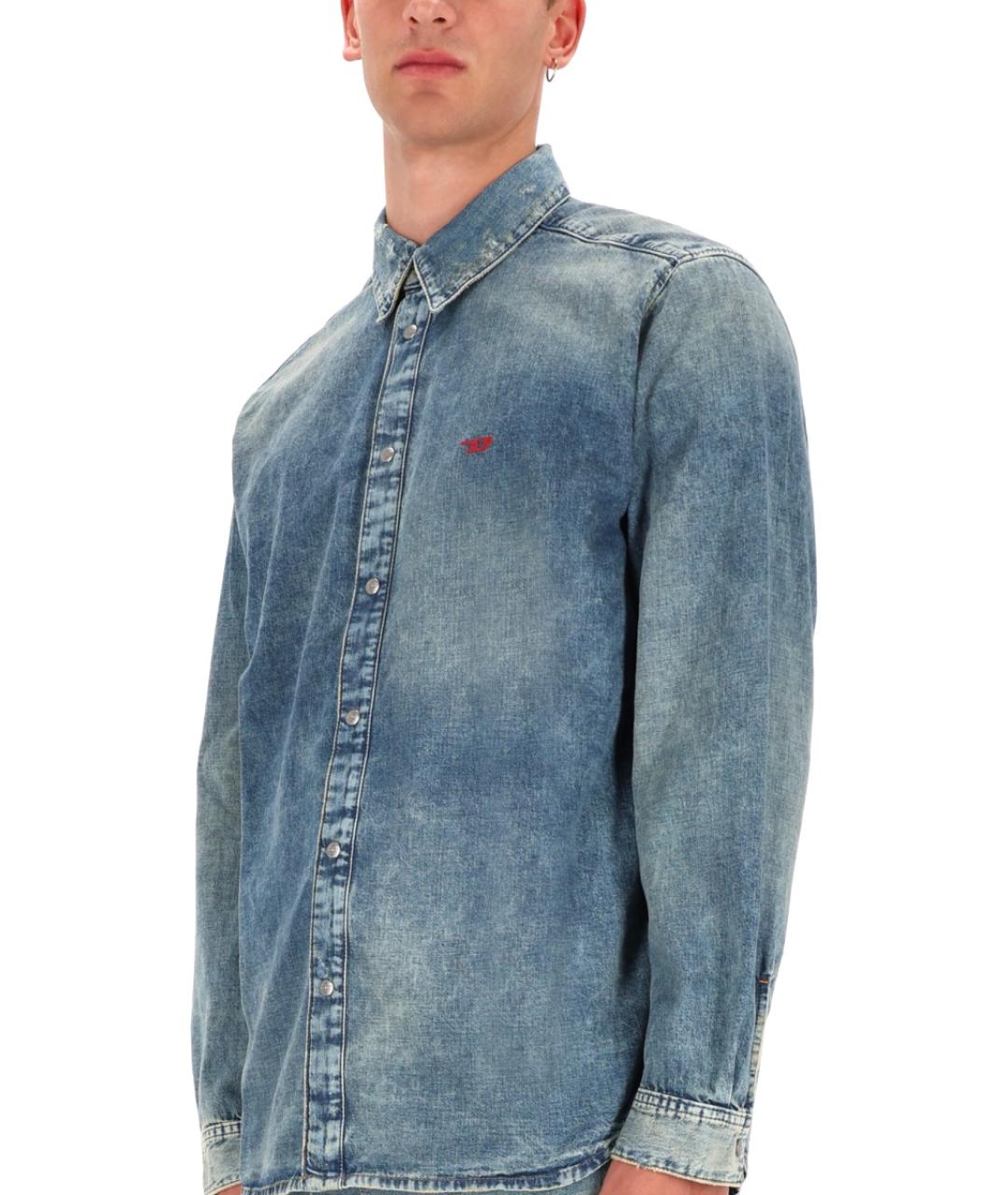 DIESEL Синяя хлопковая кэжуал рубашка, фото 4