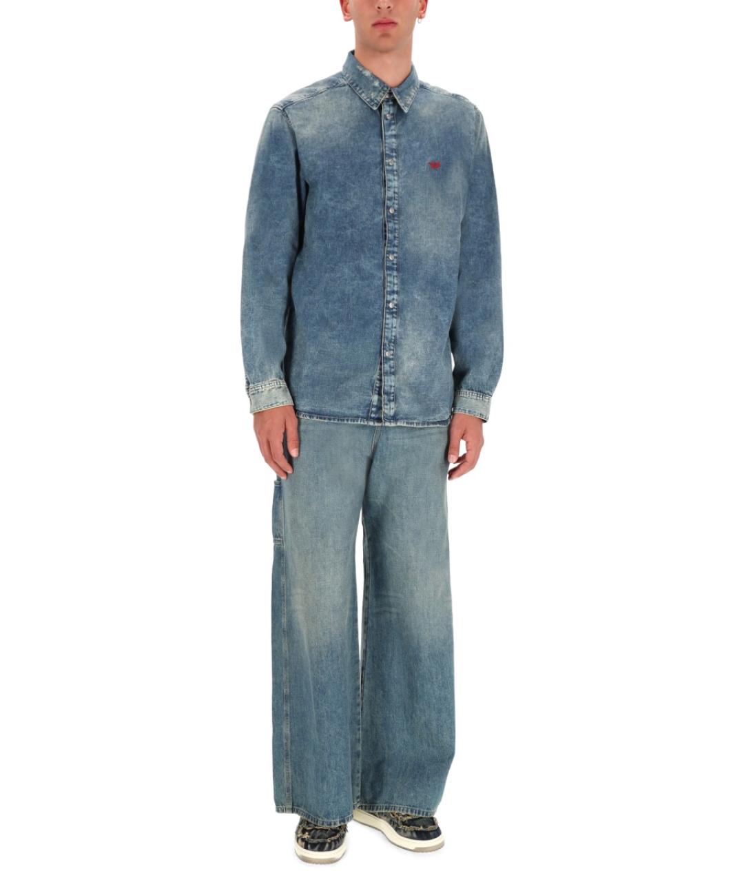 DIESEL Синяя хлопковая кэжуал рубашка, фото 3