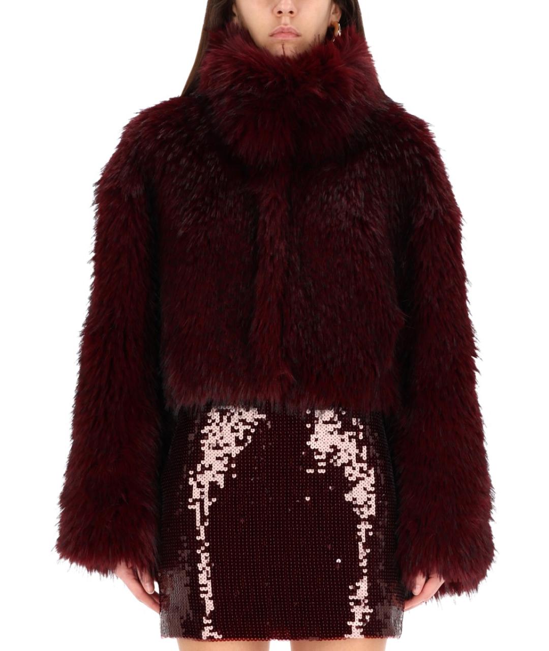 ROTATE Бордовая полиэстеровая шуба, фото 2