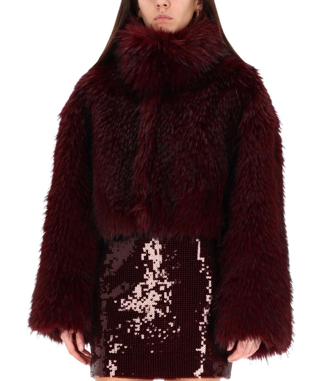 ROTATE Бордовая полиэстеровая шуба, фото 5