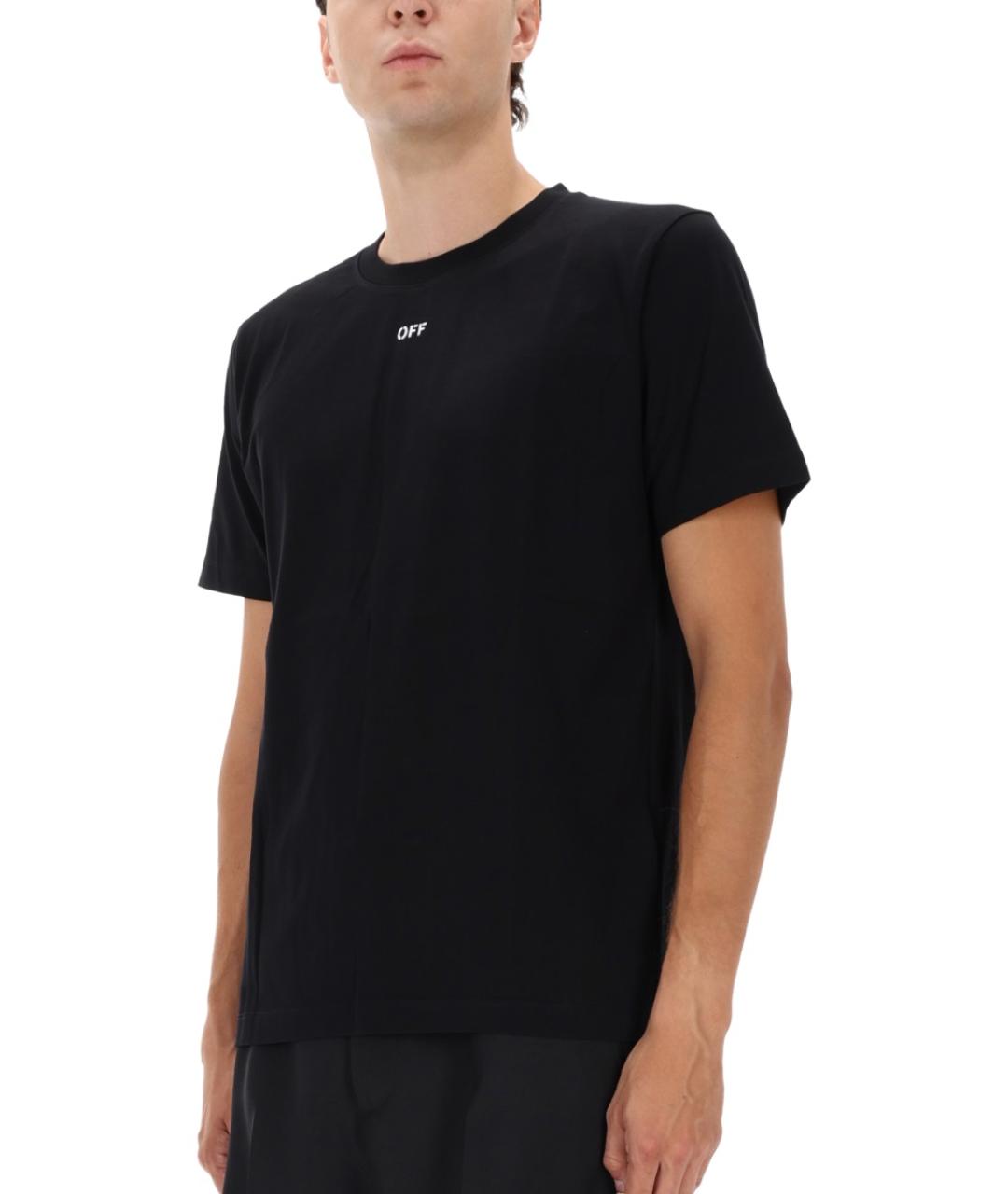 OFF-WHITE Черная хлопковая футболка, фото 3