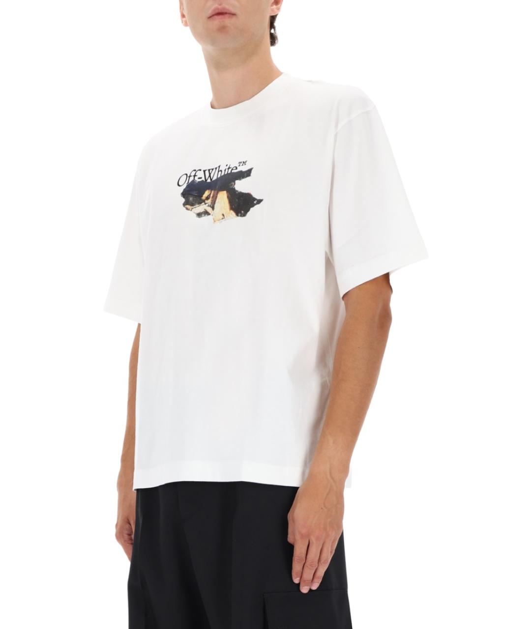 OFF-WHITE Белая хлопковая футболка, фото 5