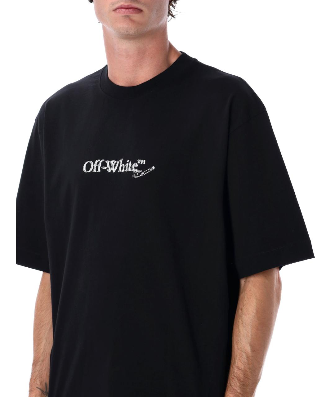 OFF-WHITE Черная хлопковая футболка, фото 4
