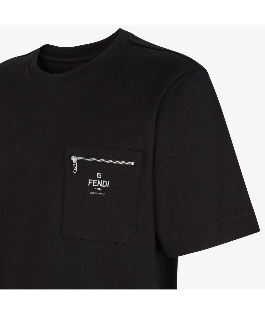 FENDI Черная хлопковая футболка, фото 3