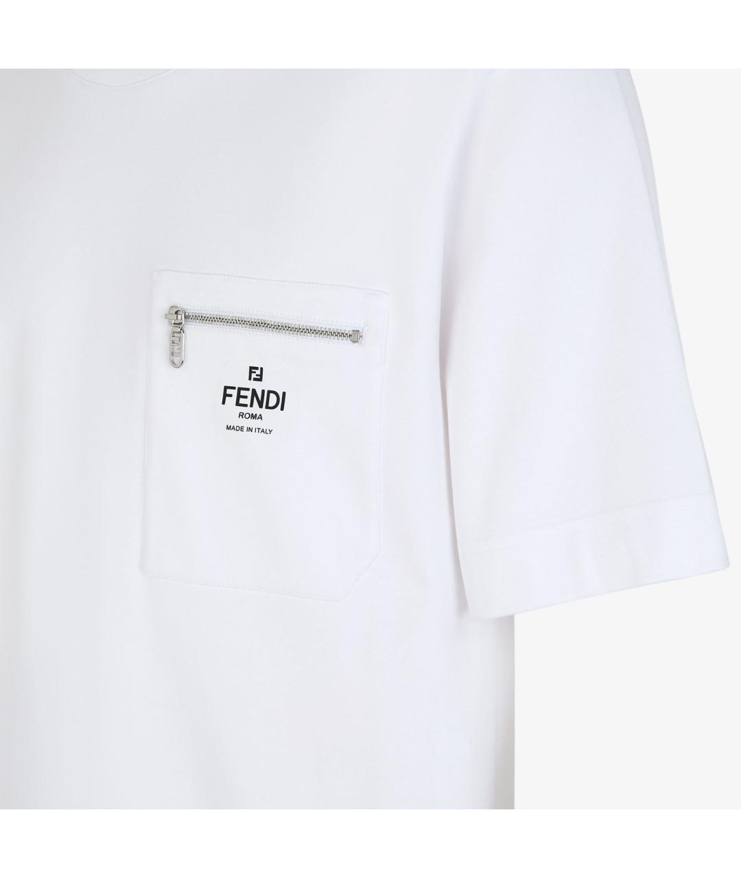 FENDI Белая хлопковая футболка, фото 3