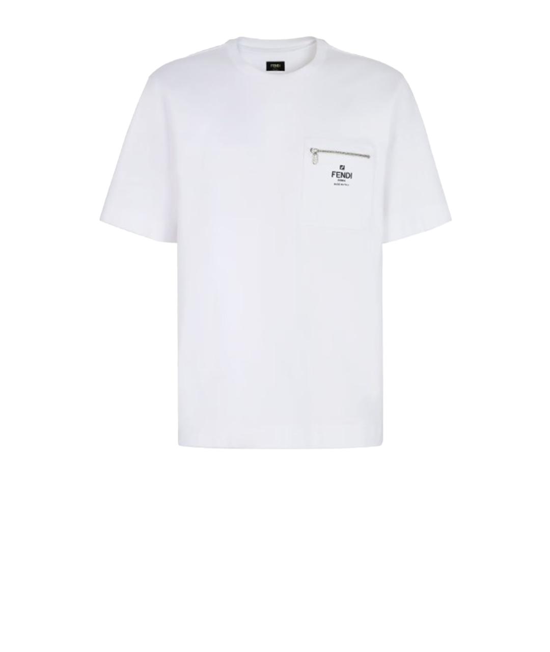 FENDI Белая хлопковая футболка, фото 1