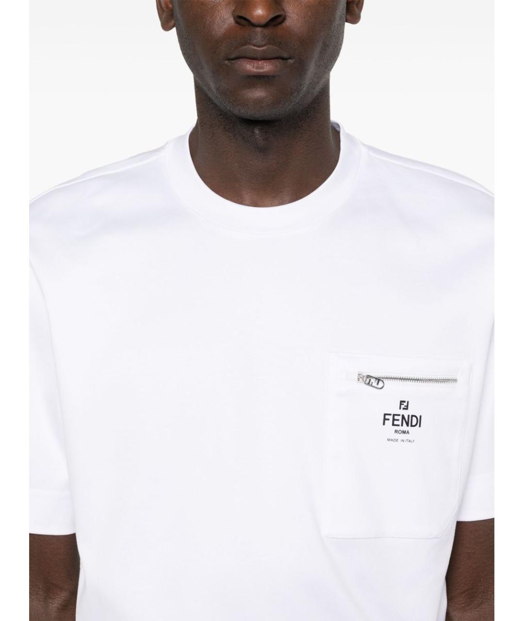 FENDI Белая хлопковая футболка, фото 5