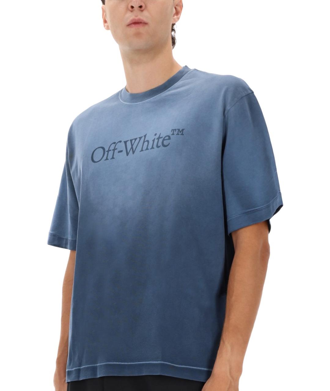 OFF-WHITE Синяя хлопковая футболка, фото 4