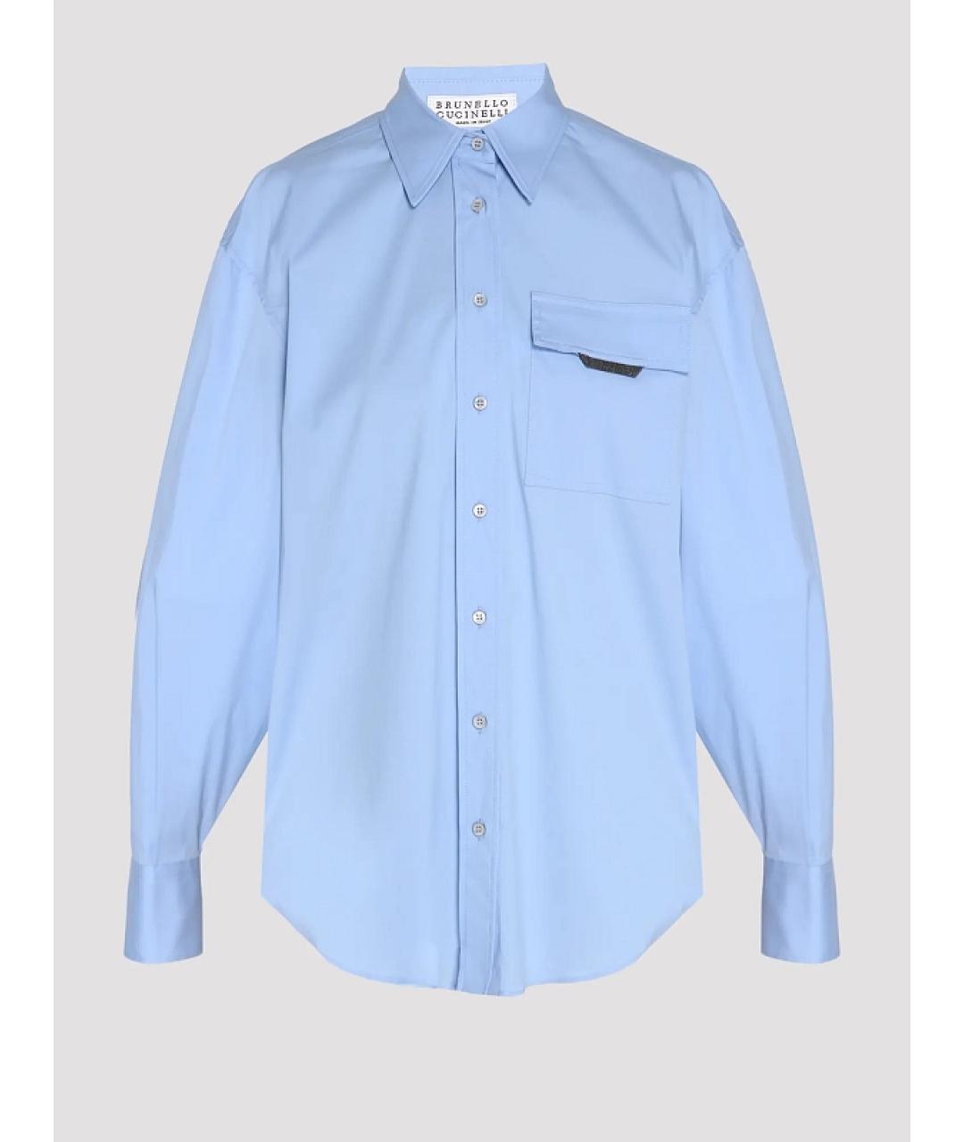 BRUNELLO CUCINELLI Голубая хлопковая рубашка, фото 6