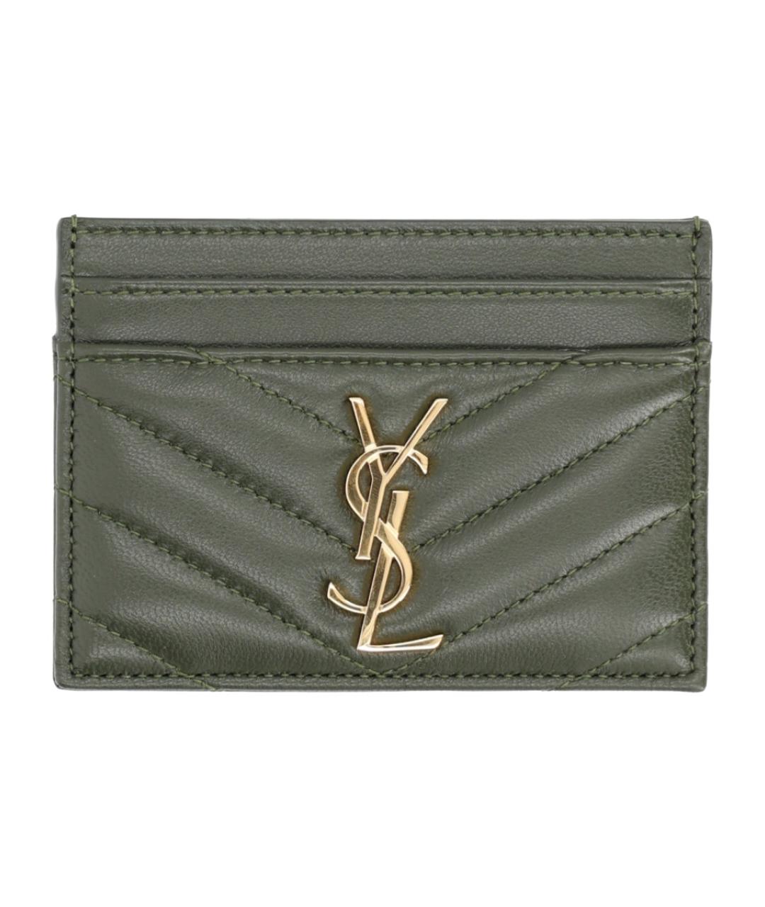 SAINT LAURENT Зеленый кожаный кошелек, фото 1