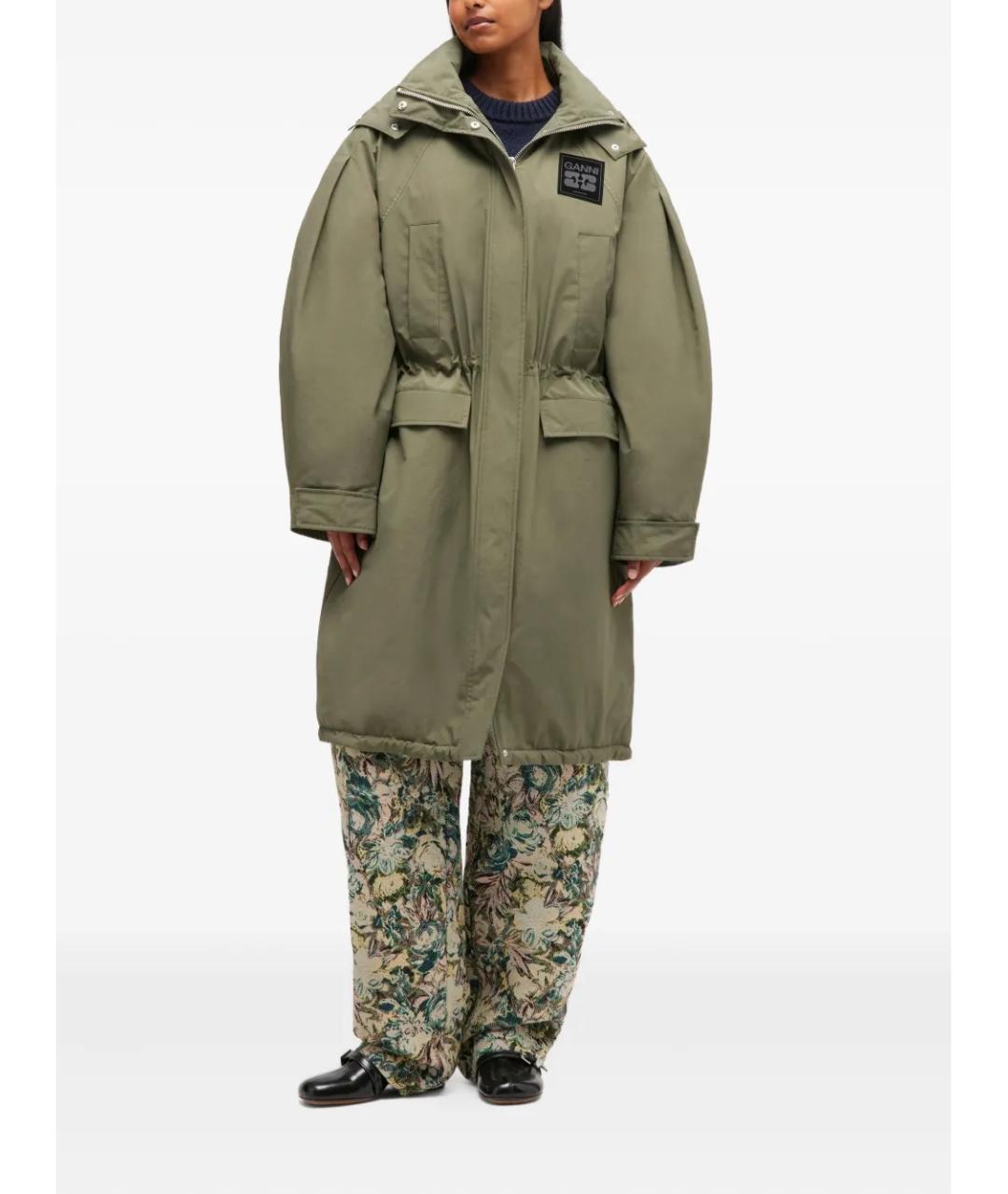 GANNI Зеленый полиамидовый тренч/плащ, фото 3