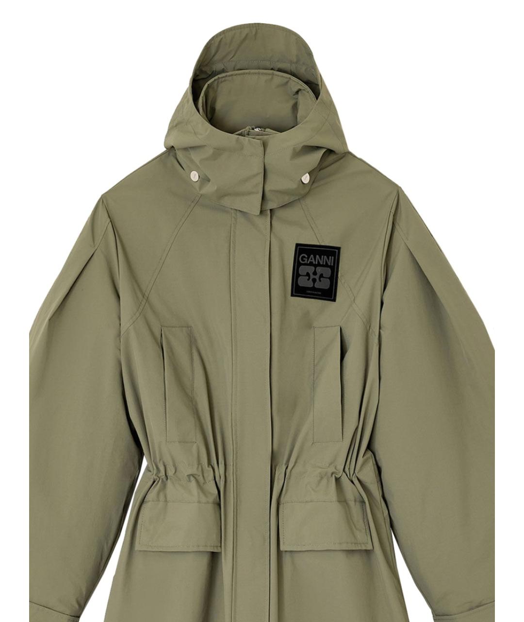 GANNI Зеленый полиамидовый тренч/плащ, фото 2