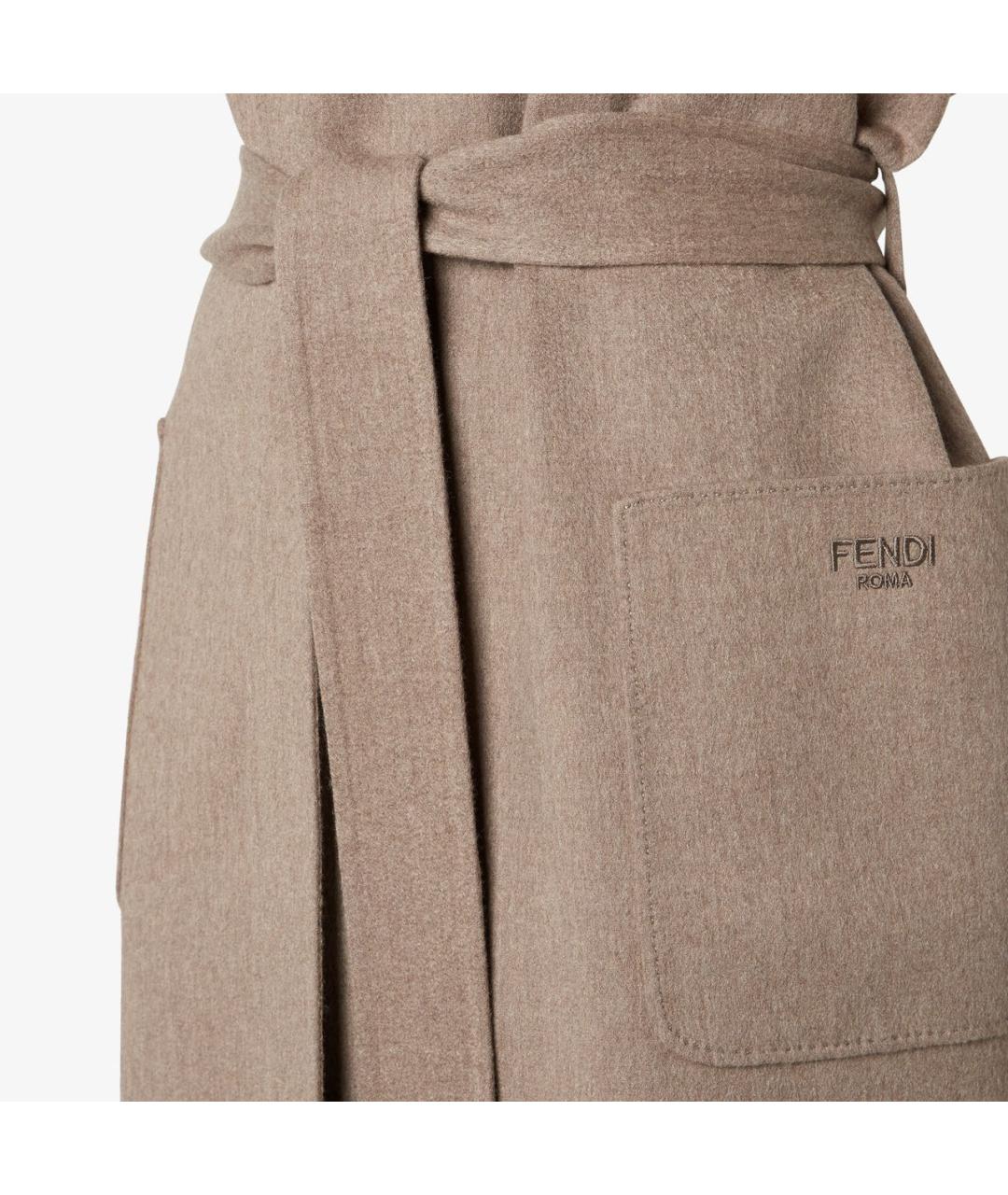 FENDI Бежевое кашемировое пальто, фото 4
