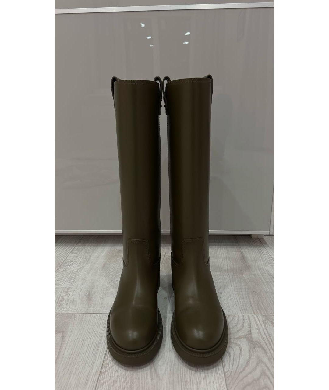 FENDI Хаки кожаные сапоги, фото 2