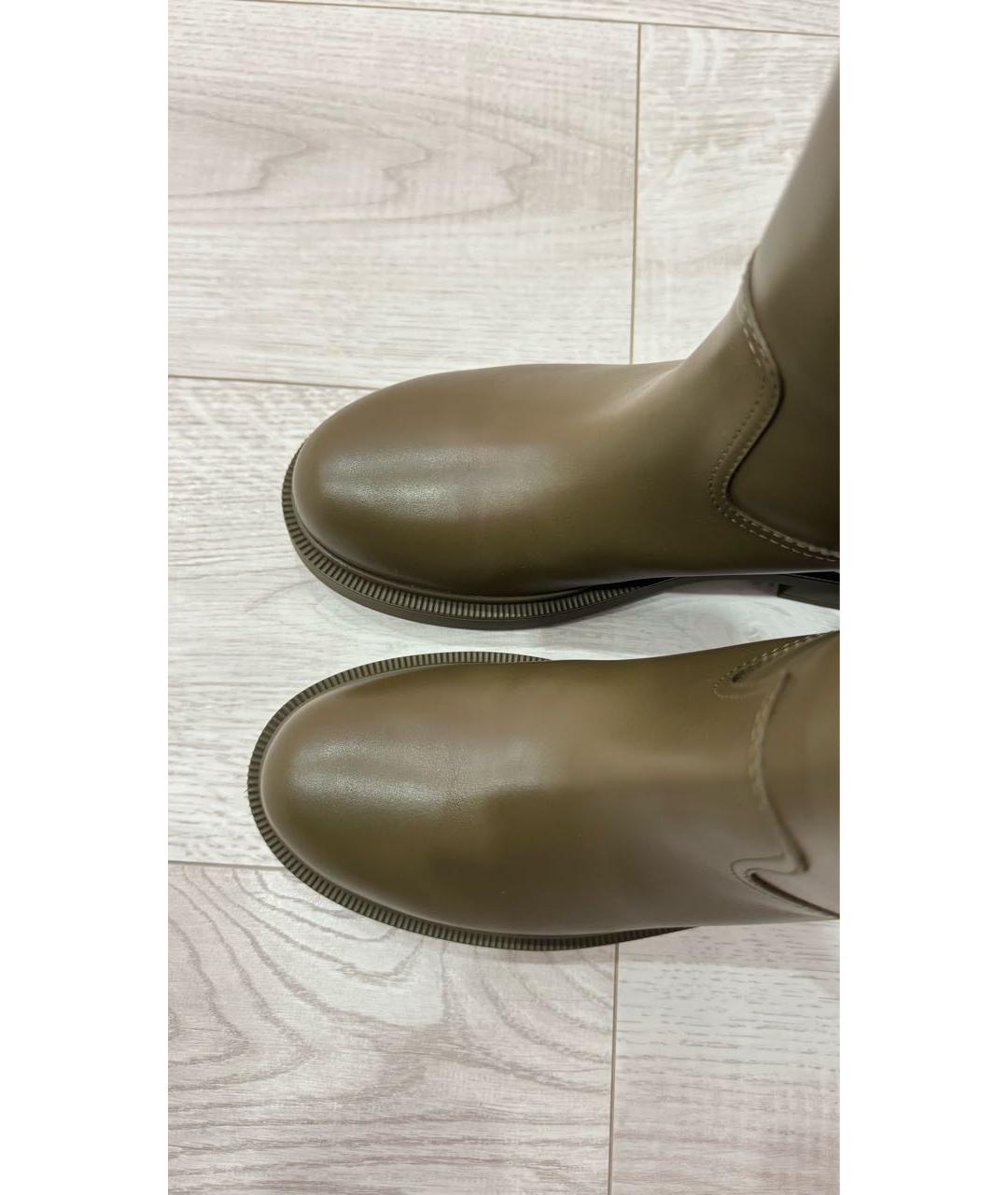 FENDI Хаки кожаные сапоги, фото 3