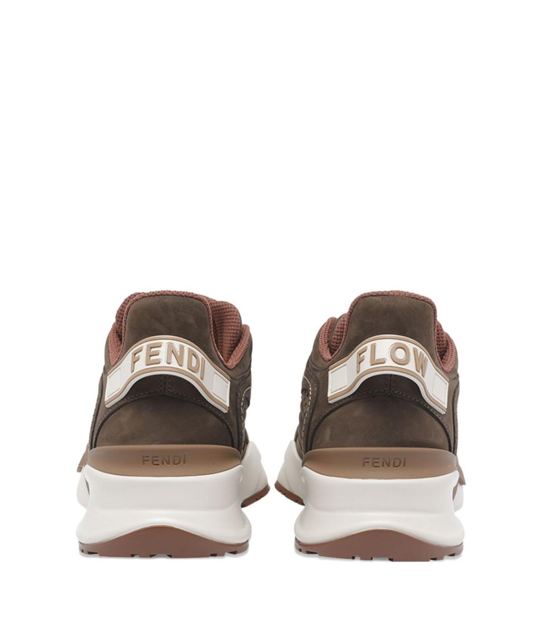 FENDI Коричневые замшевые кроссовки, фото 4