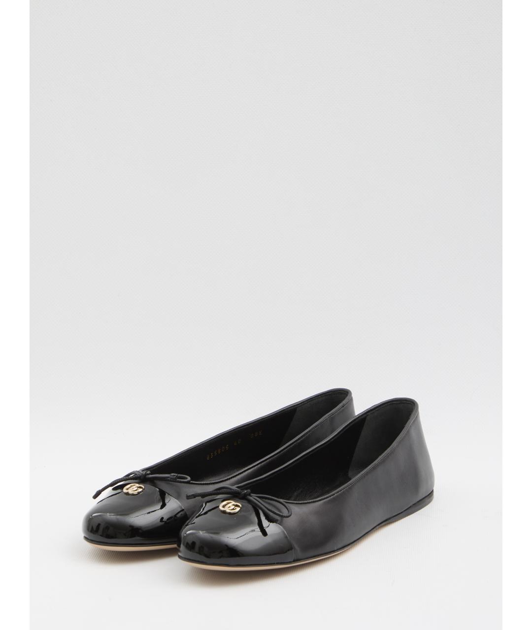 GUCCI Черные кожаные балетки, фото 2