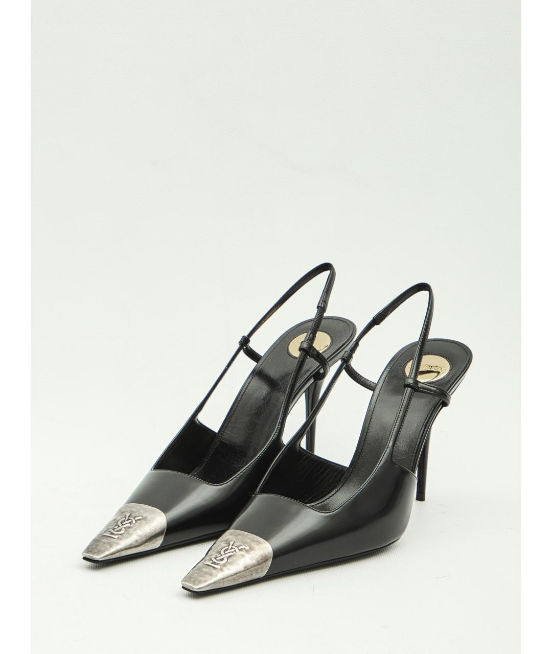 SAINT LAURENT Черные кожаные туфли, фото 2