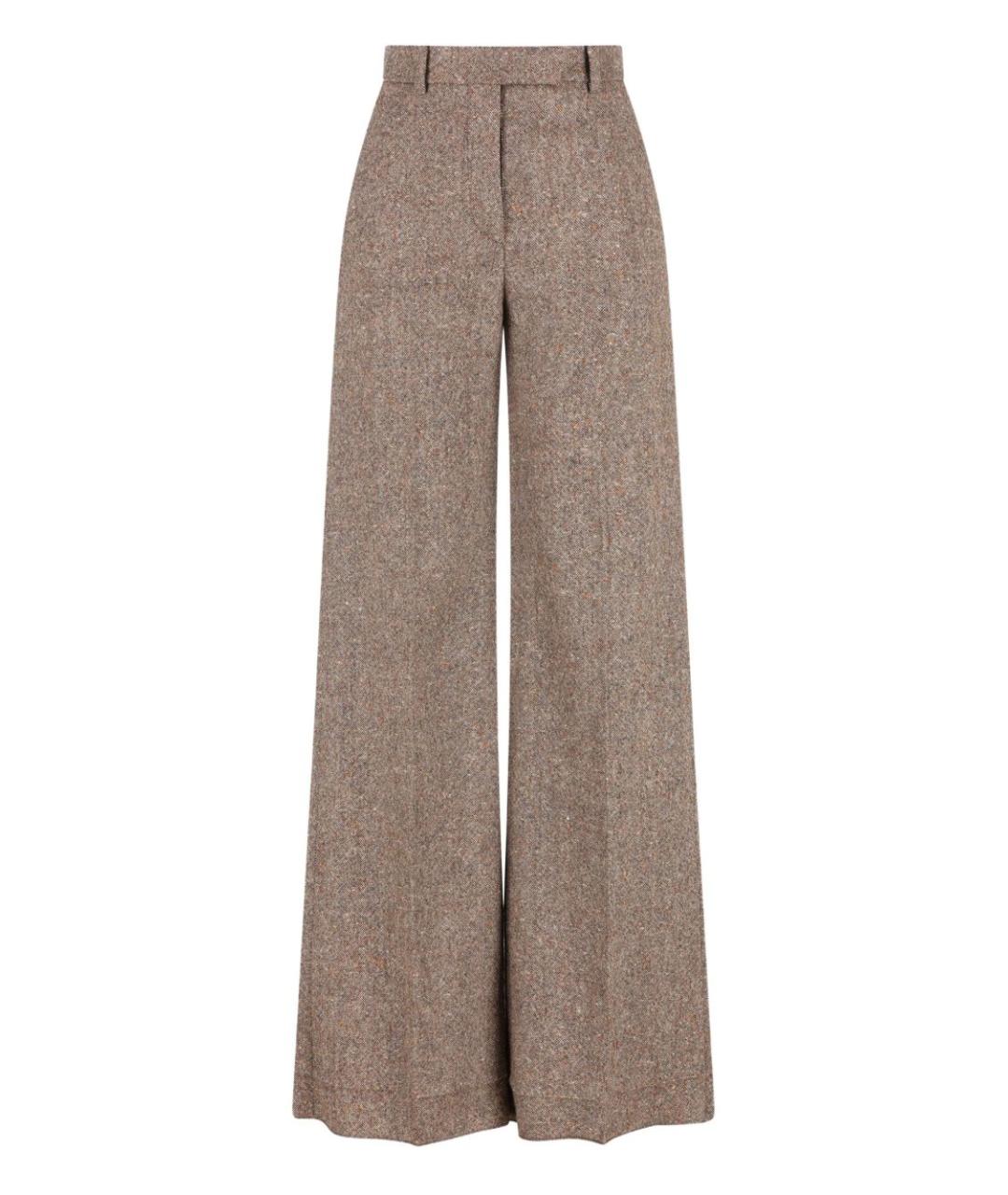 VALENTINO Коричневые шерстяные прямые брюки, фото 1