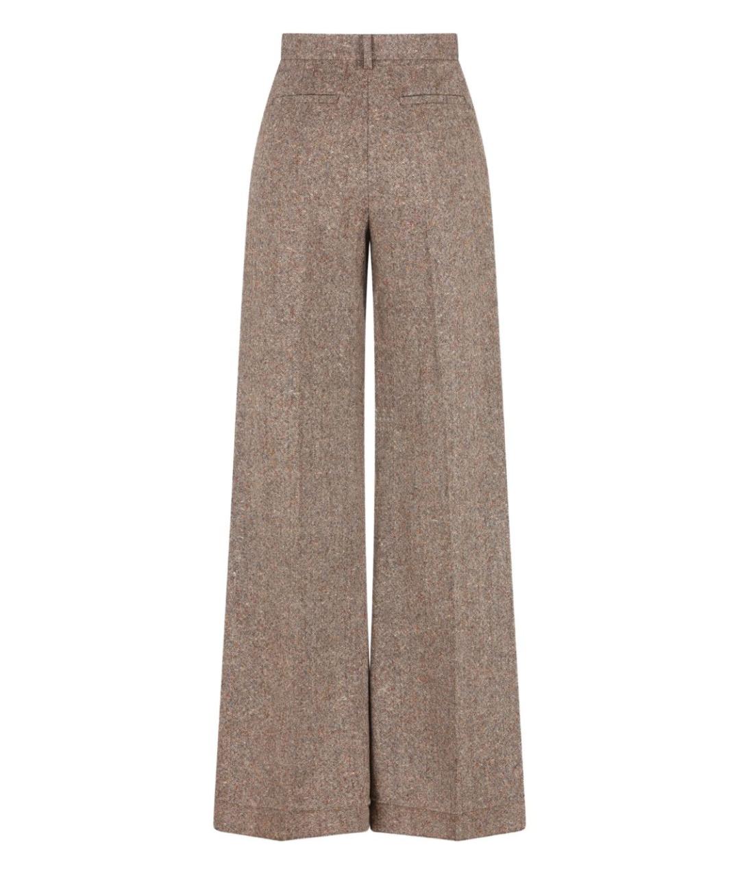 VALENTINO Коричневые шерстяные прямые брюки, фото 2