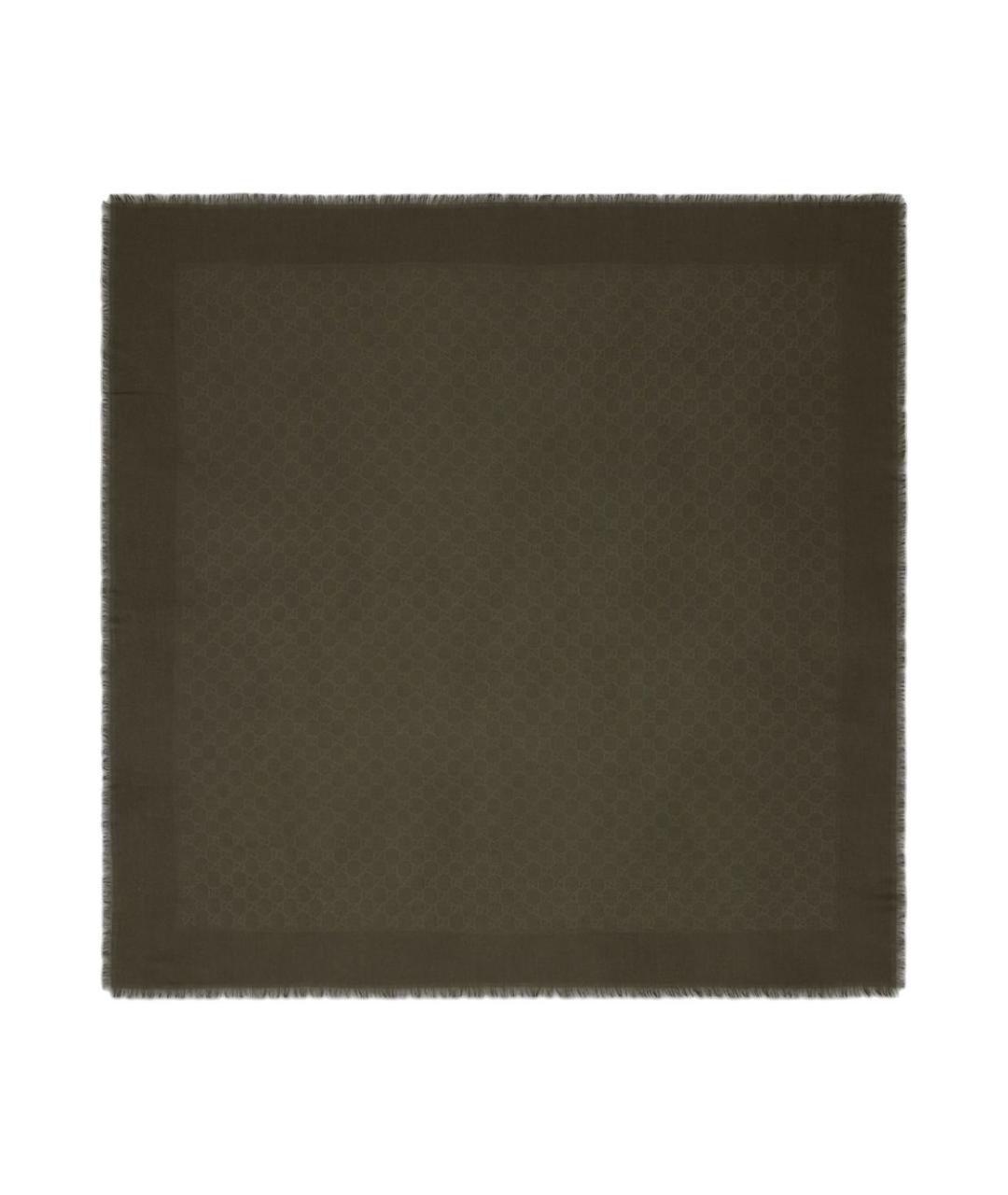 GUCCI Хаки шерстяной шарф, фото 3