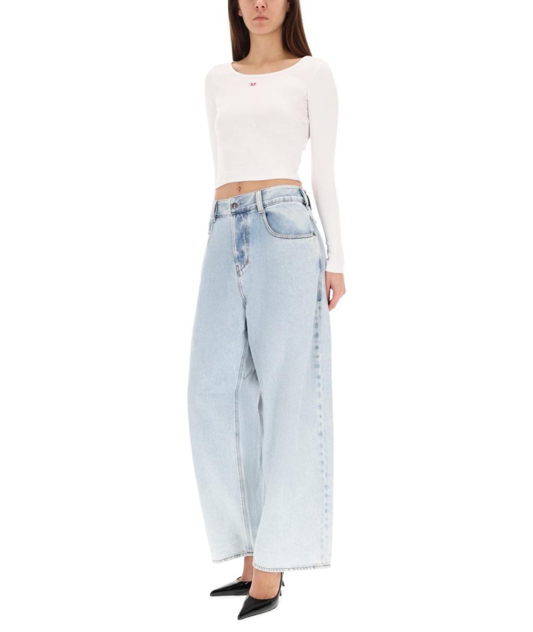 DIESEL Голубые хлопковые прямые джинсы, фото 2