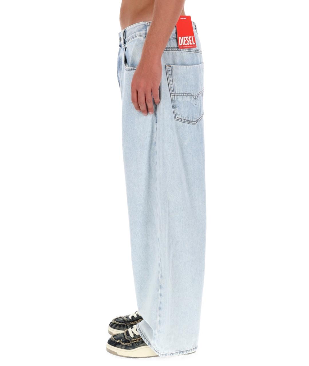 DIESEL Голубые хлопковые прямые джинсы, фото 3