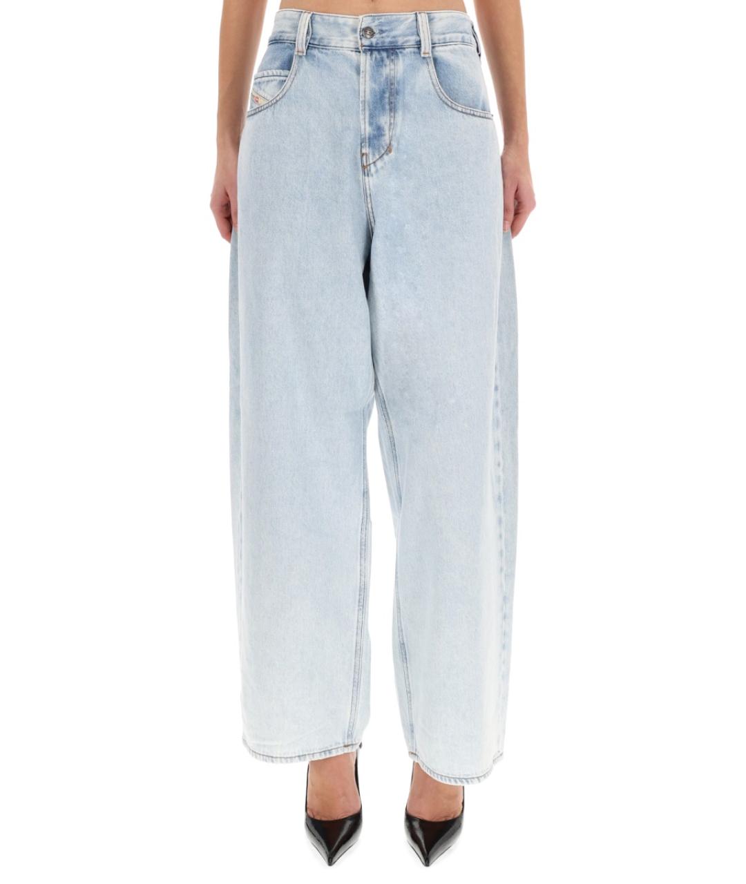 DIESEL Голубые хлопковые прямые джинсы, фото 6