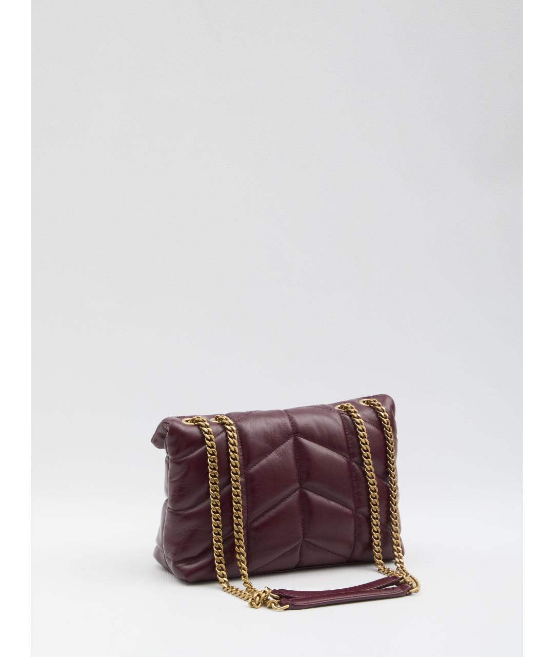 SAINT LAURENT Бордовая кожаная сумка через плечо, фото 2