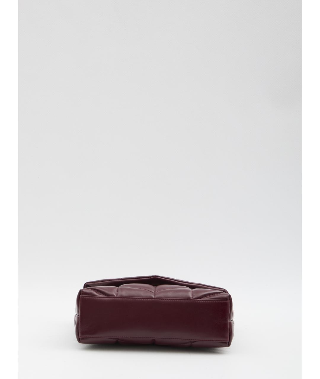 SAINT LAURENT Бордовая кожаная сумка через плечо, фото 3
