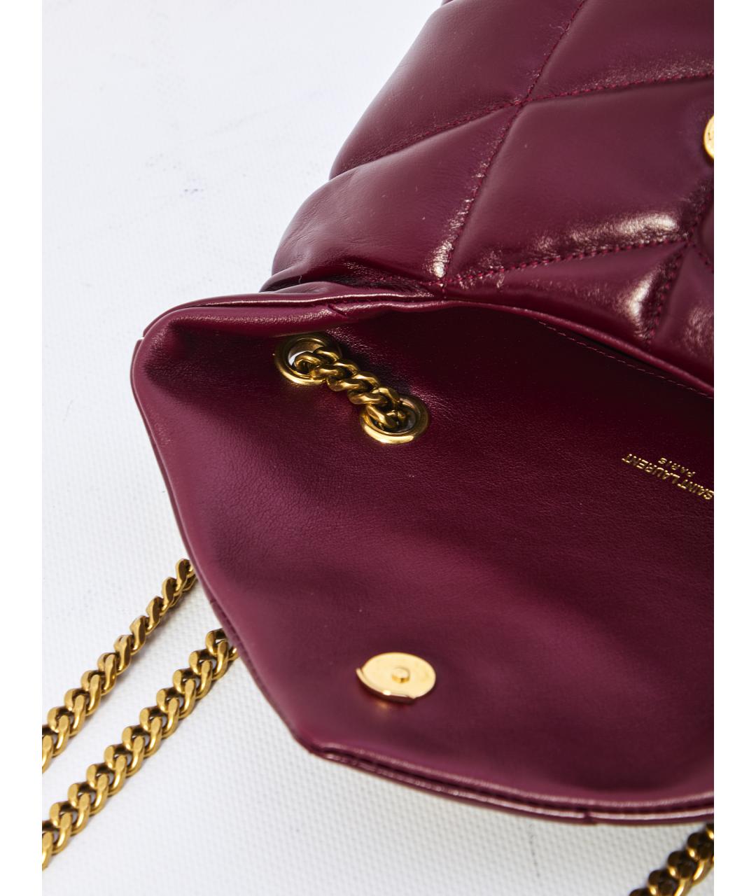 SAINT LAURENT Бордовая кожаная сумка через плечо, фото 4