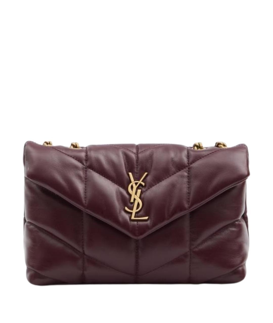 SAINT LAURENT Бордовая кожаная сумка через плечо, фото 1