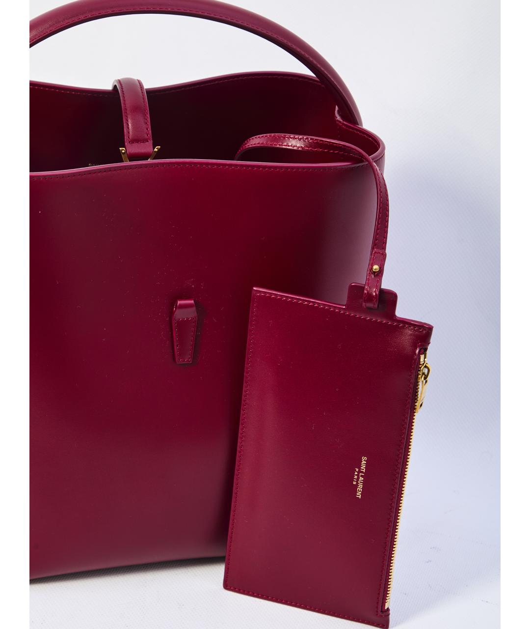 SAINT LAURENT Бордовая кожаная сумка через плечо, фото 4