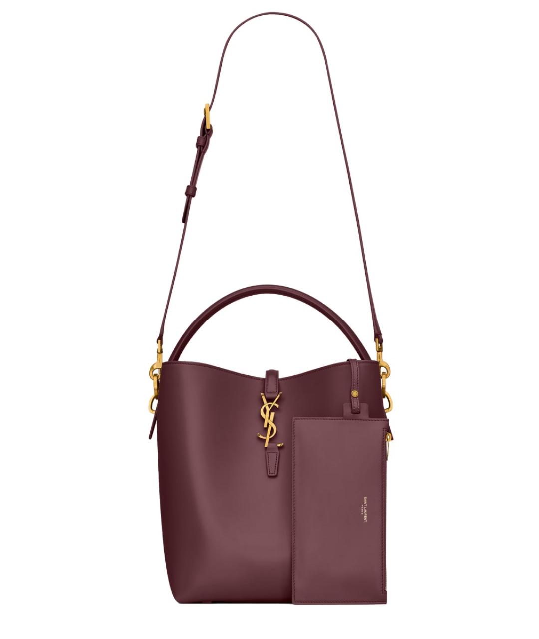 SAINT LAURENT Бордовая кожаная сумка через плечо, фото 5