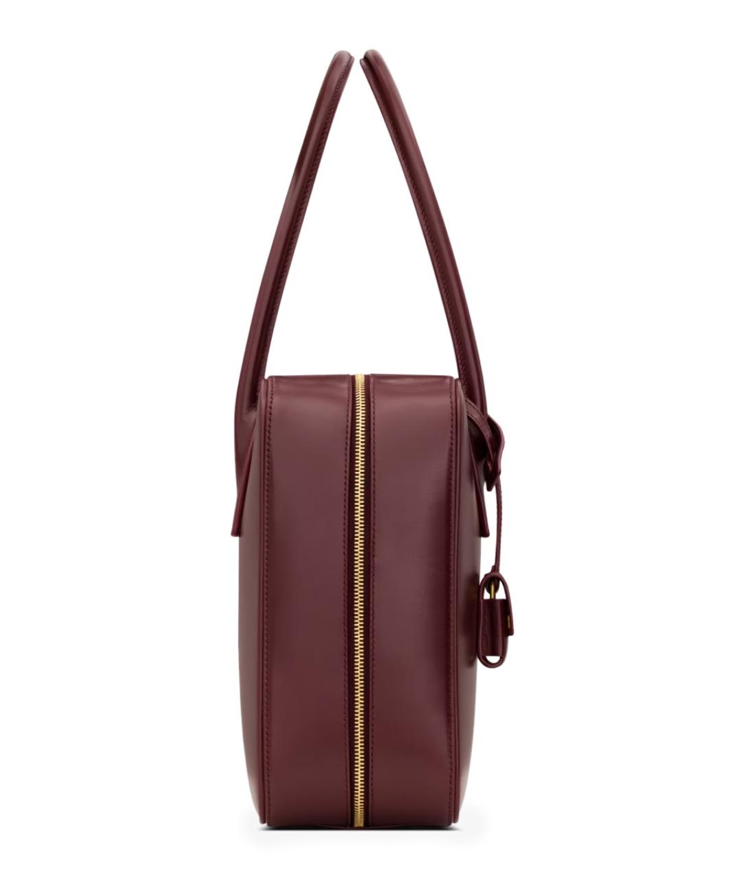 SAINT LAURENT Бордовая кожаная сумка тоут, фото 4