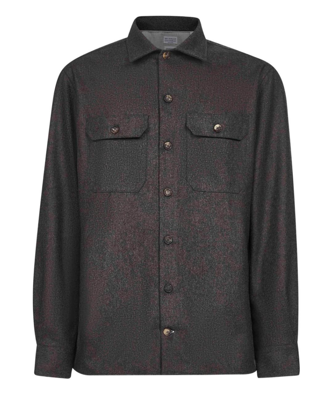 BRUNELLO CUCINELLI Коричневая шерстяная кэжуал рубашка, фото 1
