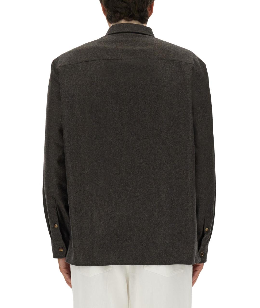 BRUNELLO CUCINELLI Коричневая шерстяная кэжуал рубашка, фото 3