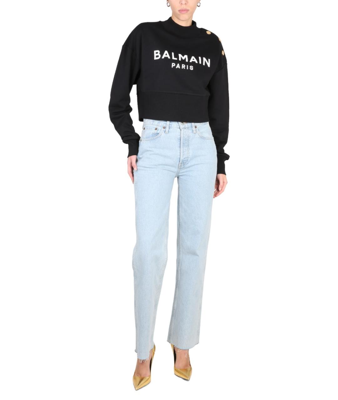 BALMAIN Черный хлопковый джемпер / свитер, фото 2