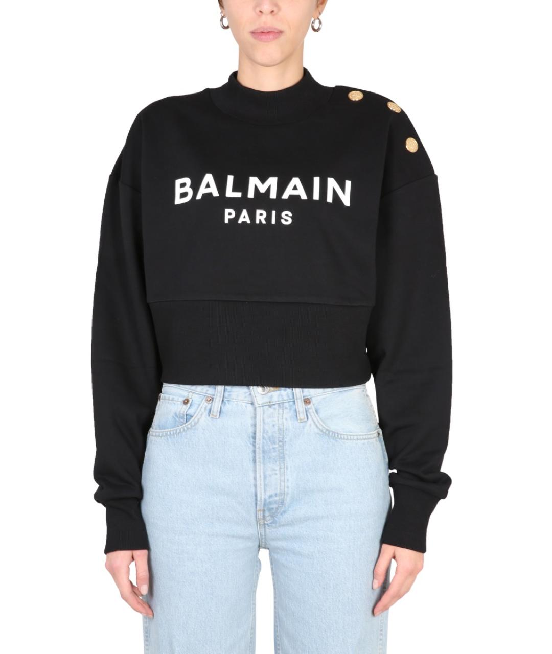 BALMAIN Черный хлопковый джемпер / свитер, фото 5