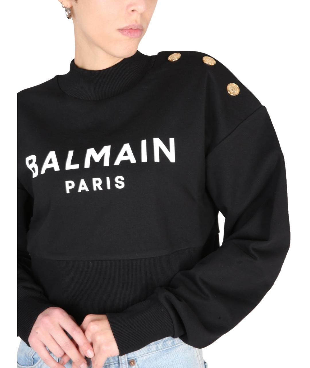 BALMAIN Черный хлопковый джемпер / свитер, фото 4