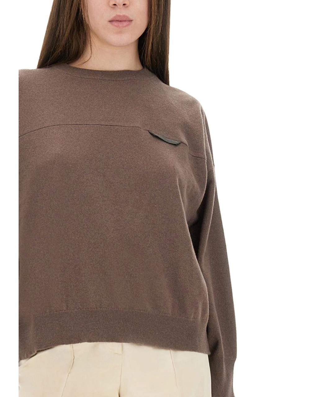 BRUNELLO CUCINELLI Коричневый кашемировый джемпер / свитер, фото 5