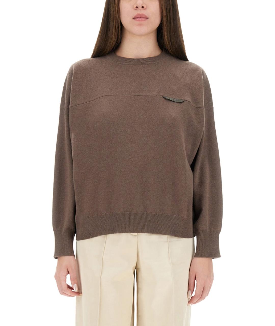 BRUNELLO CUCINELLI Коричневый кашемировый джемпер / свитер, фото 2